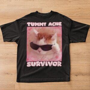 Tummy Ache Survivor Funny Cat Meme T-shirt
